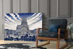 Sagrada Familia Hokusai Style Glass Wall Art