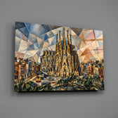 Sagrada Familia Cubist Style Glass Wall Art