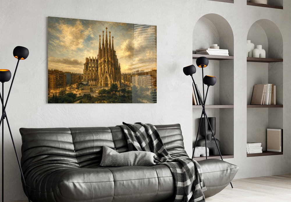 Sagrada Familia Da Vinci Style Glass Wall Art