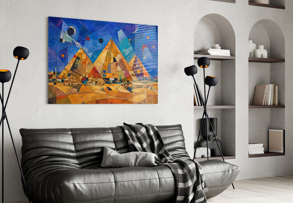 Pyramids of Giza Kandinsky Style Glass Wall Art
