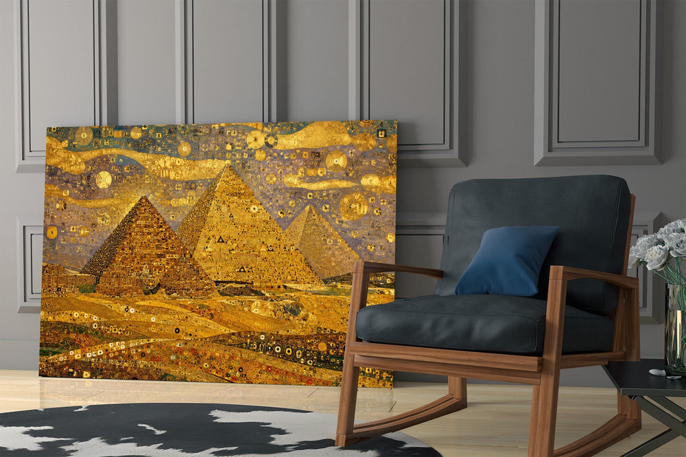 Pyramids of Giza Klimt Style Glass Wall Art