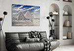 Pyramids of Giza Hokusai Style Glass Wall Art