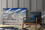 Pyramids of Giza Hokusai Style Glass Wall Art