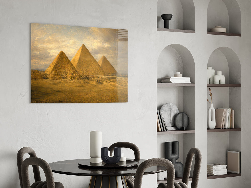 Pyramids of Giza Da Vinci Style Glass Wall Art