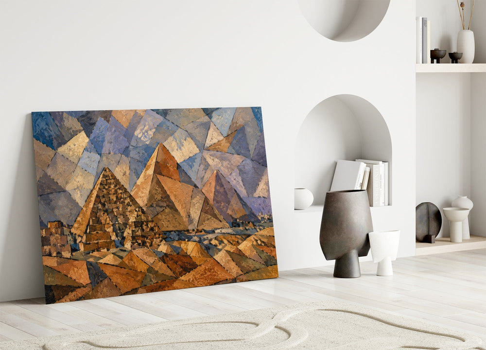 Pyramids of Giza Cubist Style Glass Wall Art