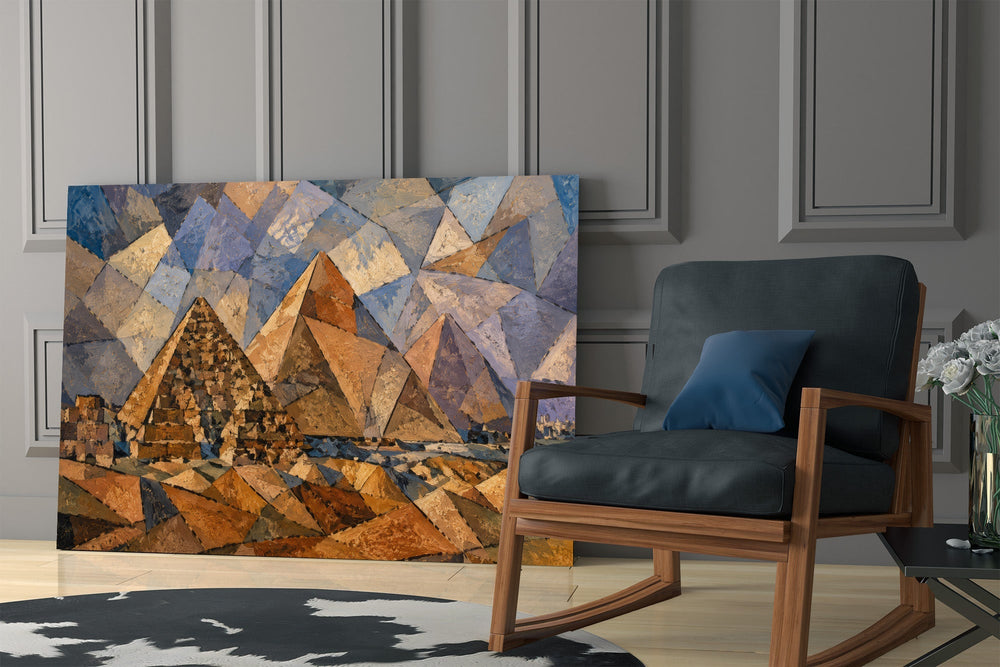 Pyramids of Giza Cubist Style Glass Wall Art