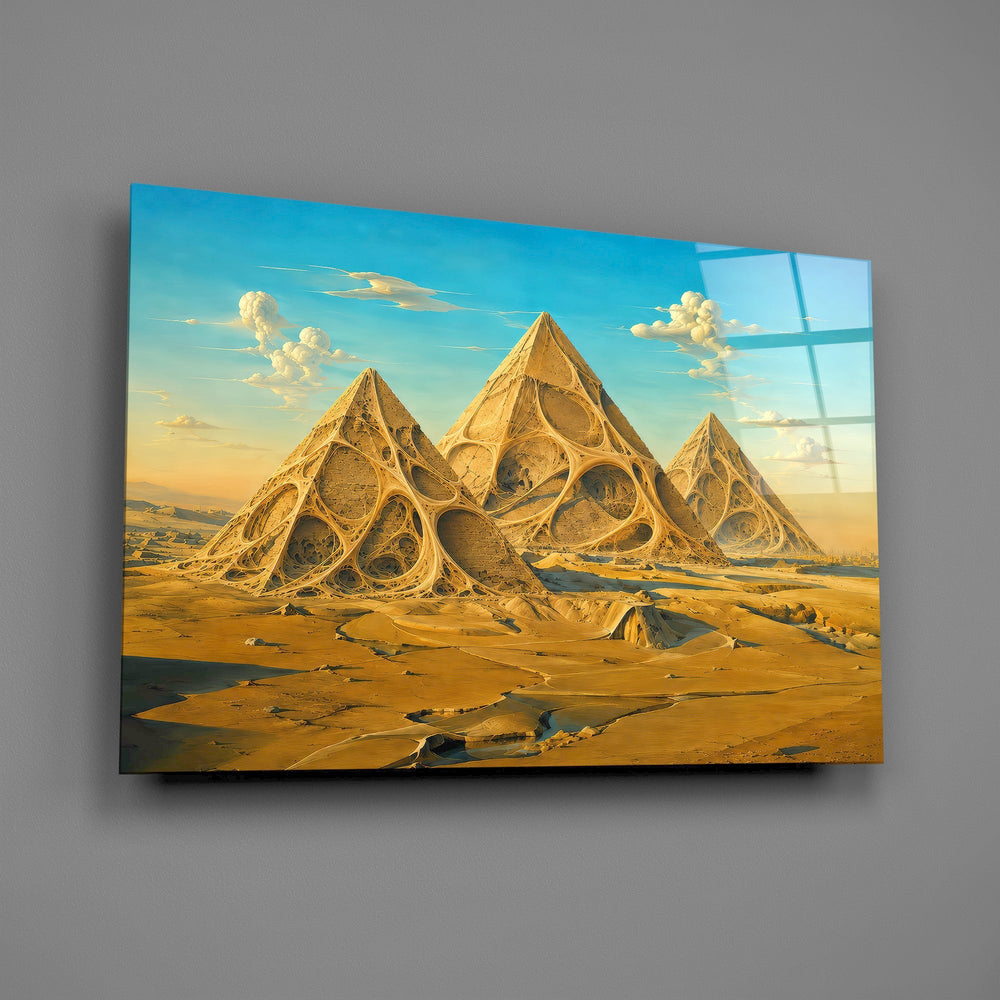 Pyramids of Giza Surrealist Style Glass Wall Art