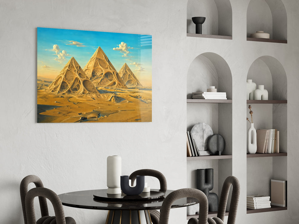 Pyramids of Giza Surrealist Style Glass Wall Art