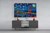 Istanbul Bosphorus Bridge Van Gogh Style Glass Wall Art