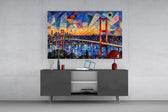 Istanbul Bosphorus Bridge Kandinsky Style Glass Wall Art