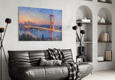 Istanbul Bosphorus Bridge Monet Style Glass Wall Art