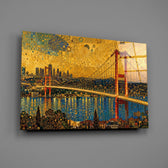 Istanbul Bosphorus Bridge Klimt Style Glass Wall Art