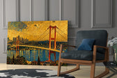 Istanbul Bosphorus Bridge Klimt Style Glass Wall Art