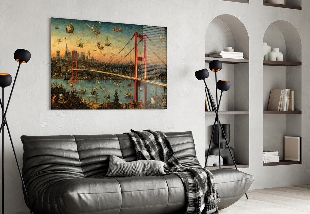 Istanbul Bosphorus Bridge Bosch Style Glass Wall Art