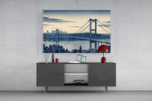 Istanbul Bosphorus Bridge Hokusai Style Glass Wall Art