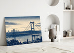 Istanbul Bosphorus Bridge Hokusai Style Glass Wall Art