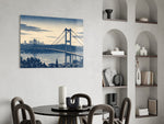 Istanbul Bosphorus Bridge Hokusai Style Glass Wall Art