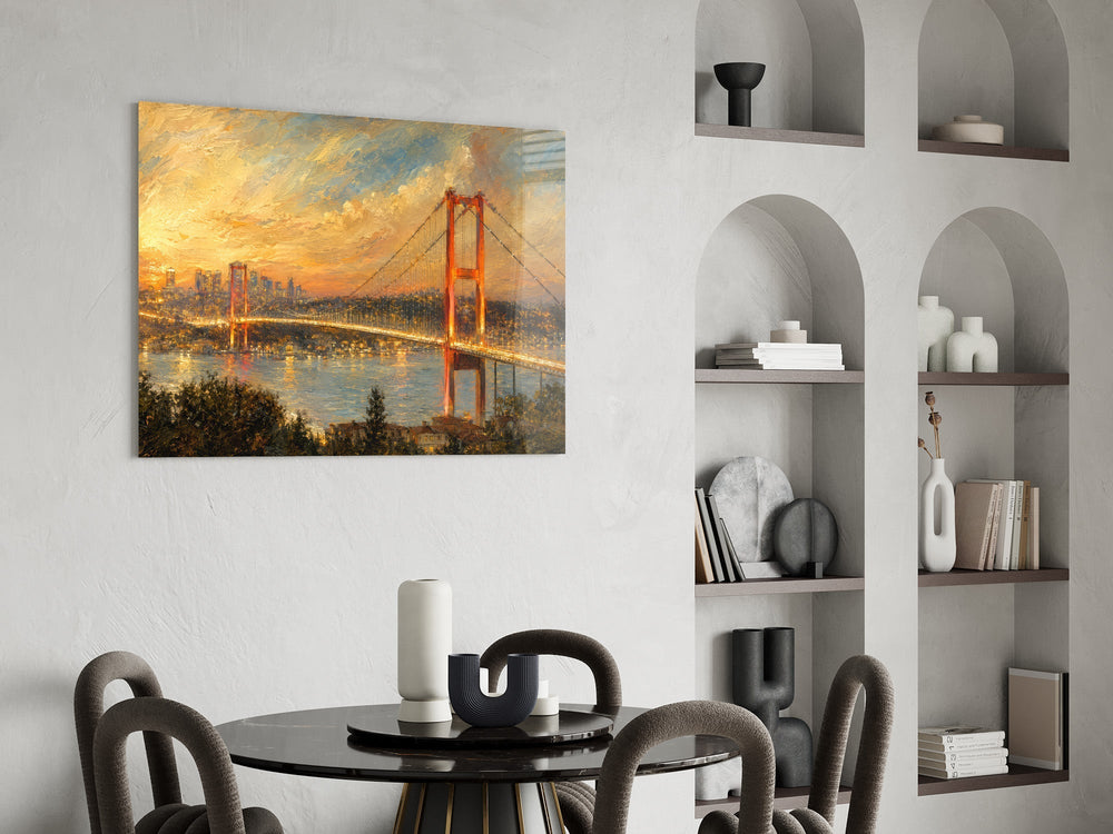 Istanbul Bosphorus Bridge Turner Style Glass Wall Art