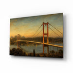Istanbul Bosphorus Bridge Da Vinci Style Glass Wall Art