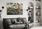 Istanbul Bosphorus Bridge Cubist Style Glass Wall Art