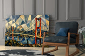 Istanbul Bosphorus Bridge Cubist Style Glass Wall Art