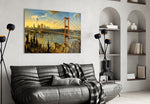 Istanbul Bosphorus Bridge Surrealist Style Glass Wall Art