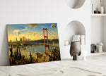 Istanbul Bosphorus Bridge Surrealist Style Glass Wall Art