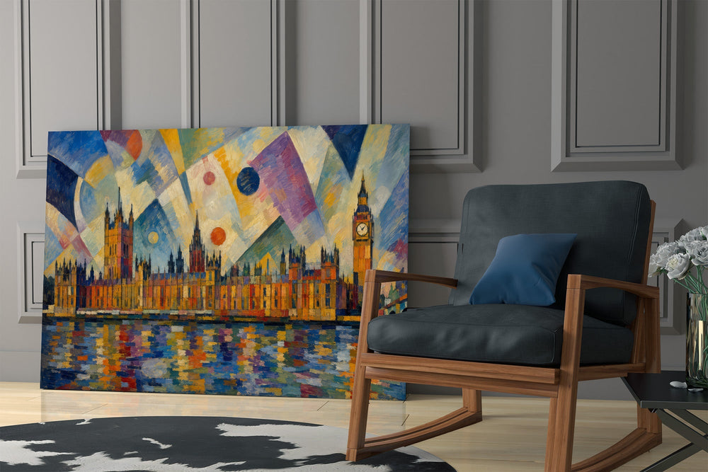 Big Ben Westminster Kandinsky Style Glass Wall Art