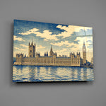 Big Ben Westminster Hokusai Style Glass Wall Art