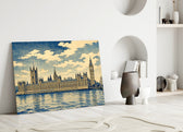 Big Ben Westminster Hokusai Style Glass Wall Art