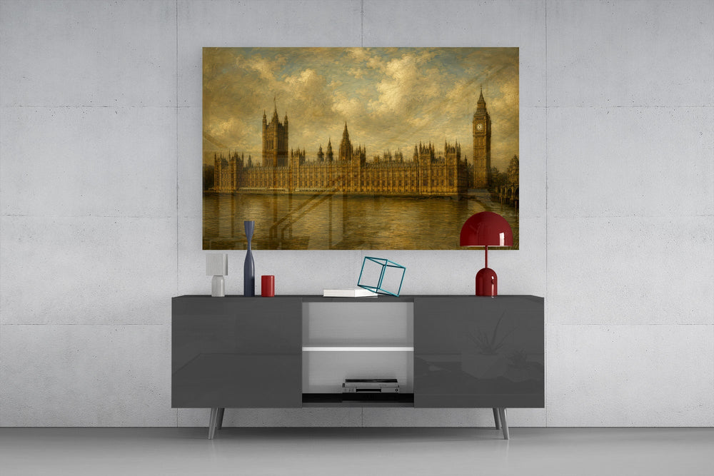 Big Ben Westminster Da Vinci Style Glass Wall Art
