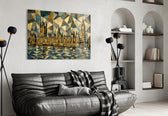 Big Ben Westminster Cubist Style Glass Wall Art