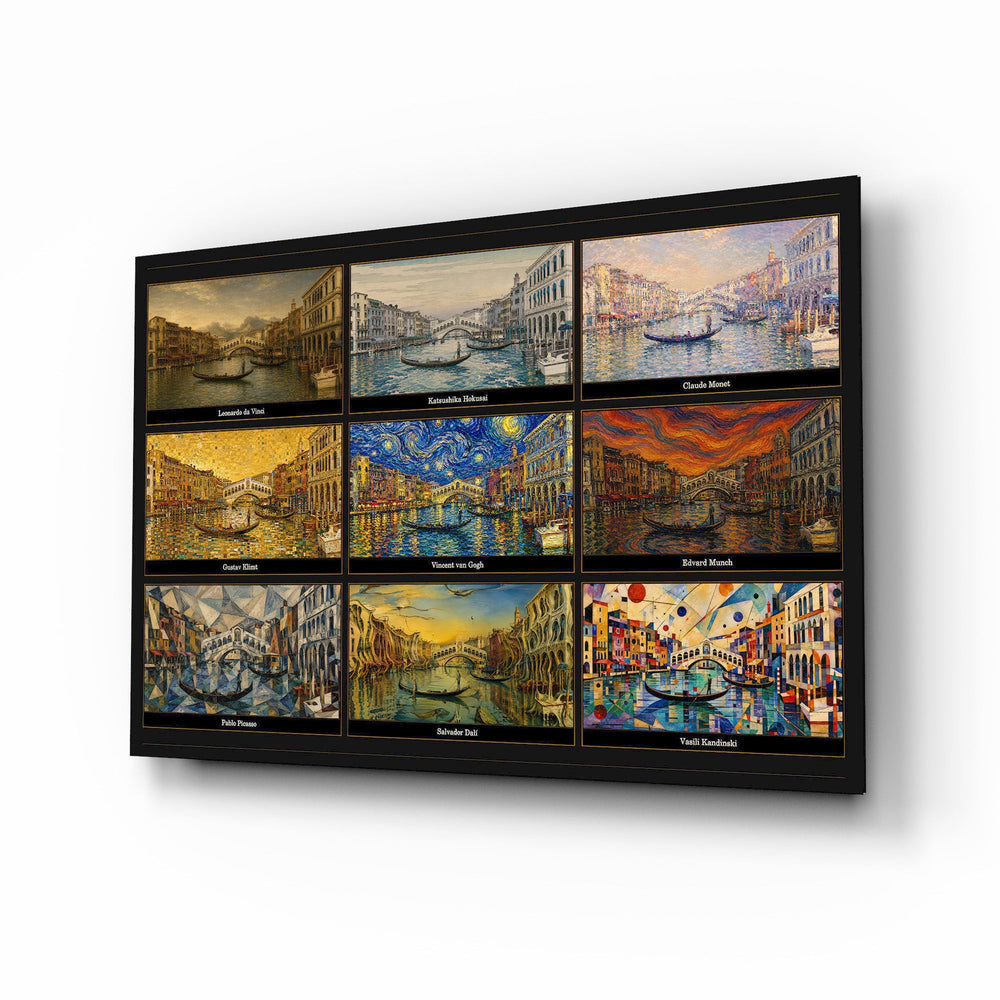 Venice Grand Canal Nine Painting Styles Collage Glass Wall Art