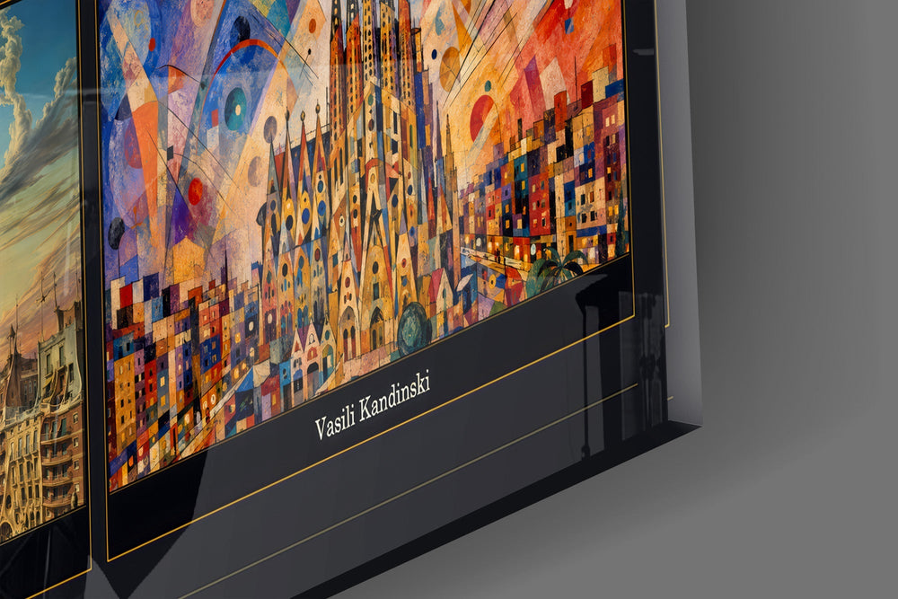 Sagrada Familia Nine Painting Styles Collage Glass Wall Art