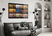 Mount Fuji Nine Painting Styles Collage Glass Wall Art
