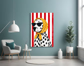 Dalmatian in Polka Dot Headscarf Pop Art Glass Wall Art