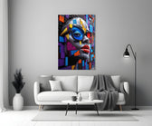 Mosaic Block Woman Portrait Cubist Glass Wall Art