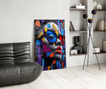 Mosaic Block Woman Portrait Cubist Glass Wall Art
