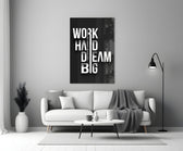 Work Hard Dream Big Typography Glass Wall Art