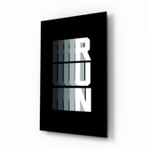 Run Motion Blur Typography Glass Wall Art