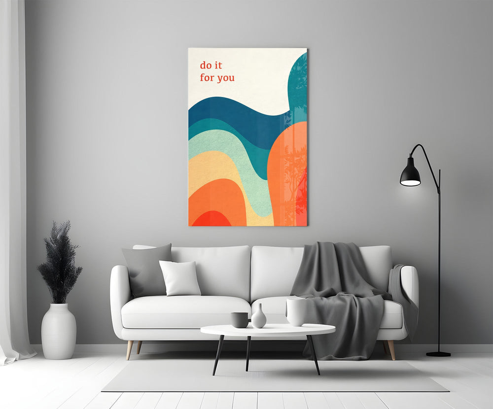 Do It For You Retro Wave Colour Block Glass Wall Art