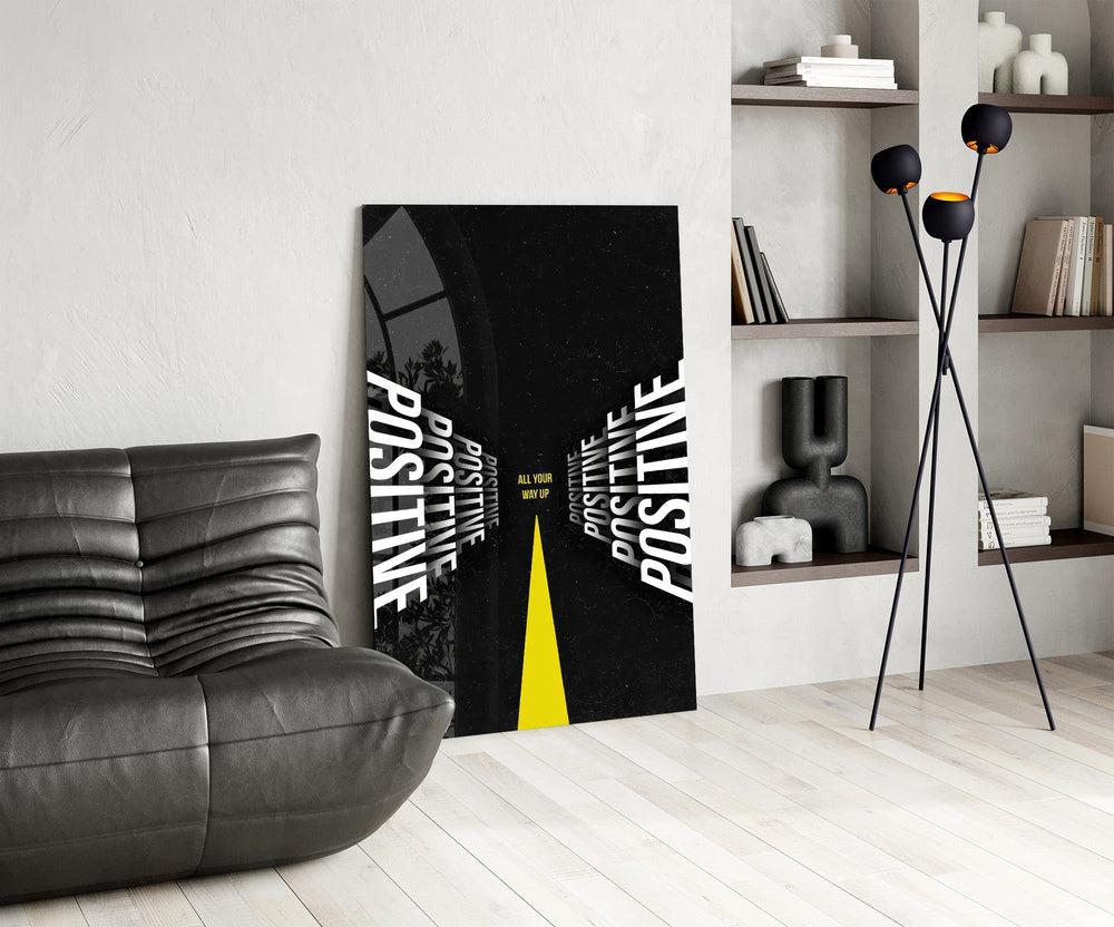 Positive All Your Way Up Perspective Typography Glass Wall Art