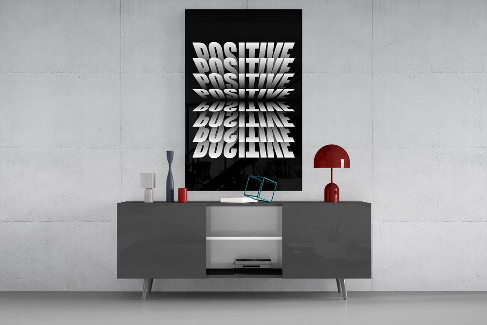 Positive Mirrored Repeat Typography Glass Wall Art