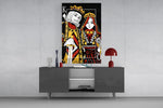 King and Queen of Spades Playing Card Glass Wall Art