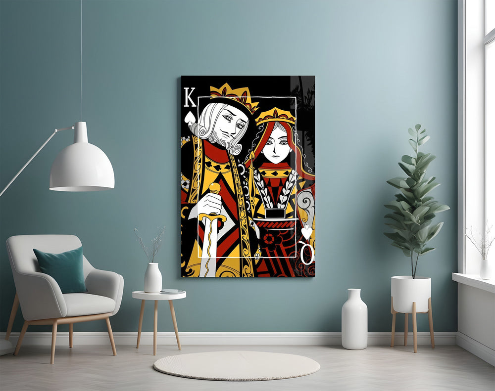 King and Queen of Spades Playing Card Glass Wall Art