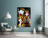 King and Queen of Spades Playing Card Glass Wall Art
