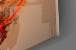 Rising Phoenix Fire and Ink Figure Glass Wall Art