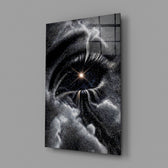 Cosmic Eye Starburst and Clouds Glass Wall Art