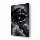 Cosmic Eye Starburst and Clouds Glass Wall Art