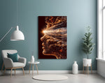Stardust Profile Cosmic Light Burst Glass Wall Art